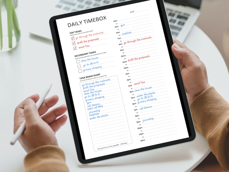 Effortless Time Management System Daily Complete Timebox Planners for Digital Download with Annotation App Friendly PDFs,Time Blocking Plan zdjęcie 8