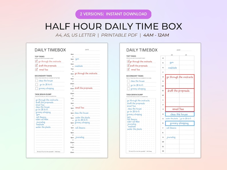 Effortless Time Management System Daily Complete Timebox Planners for Digital Download with Annotation App Friendly PDFs,Time Blocking Plan zdjęcie 1