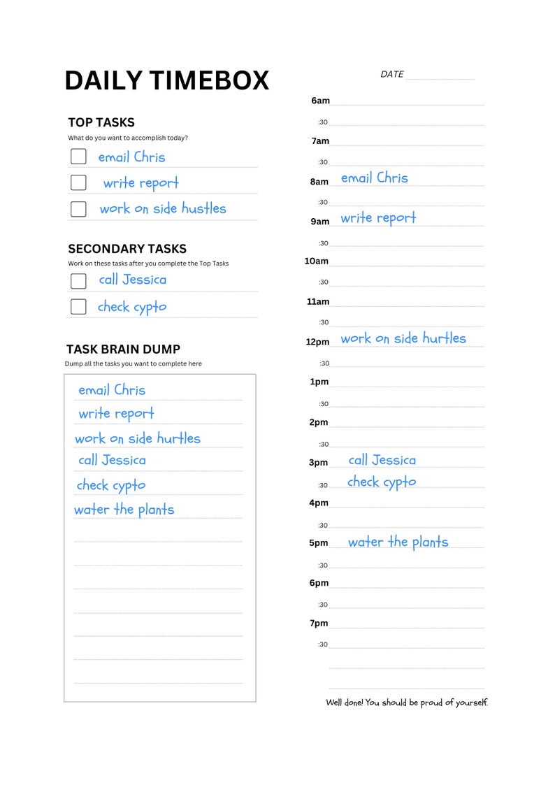 Daily Timebox Planner Fillable Printable PDF Time Block Journal To Daily timebox planner fillable printable pdf time block journal to