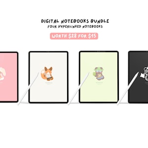 Bundle Digital Notebook| Hyperlinked Goodnotes Notebook | Cute Digital Minimalist Notebook  |Digital Notebook| Kawaii Notes | CalicosStudio