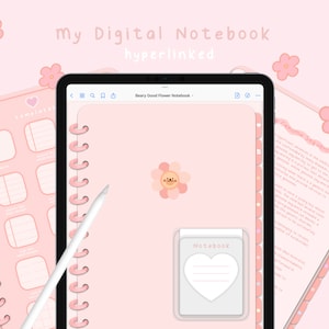 Cute Beary Good Flower Digital Notebook| Hyperlinked Goodnotes5 Notebook| Notetaking Templates | Kawaii | Digital Planner Ipad Notebook |