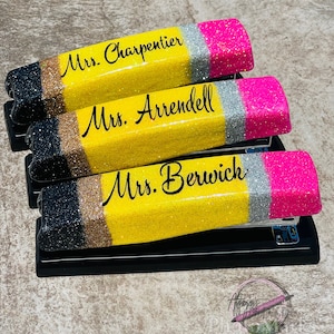 Personalized custom pencil glittered resin staplers