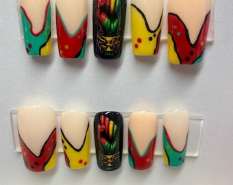 Juneteenth Inspired Acrylic Press On Nails