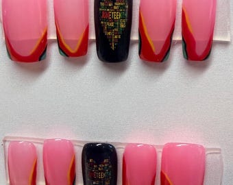 Juneteenth Themed Press On Nails