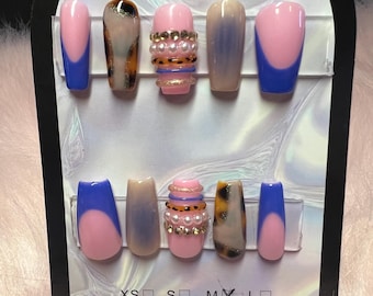 Blue Bracelet Press On Nails
