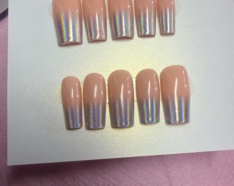 Holographic Chrome Ombré Press On Nails