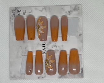 Orange Ombré Press On Nails