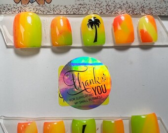 Colorful Neon Press On Nails