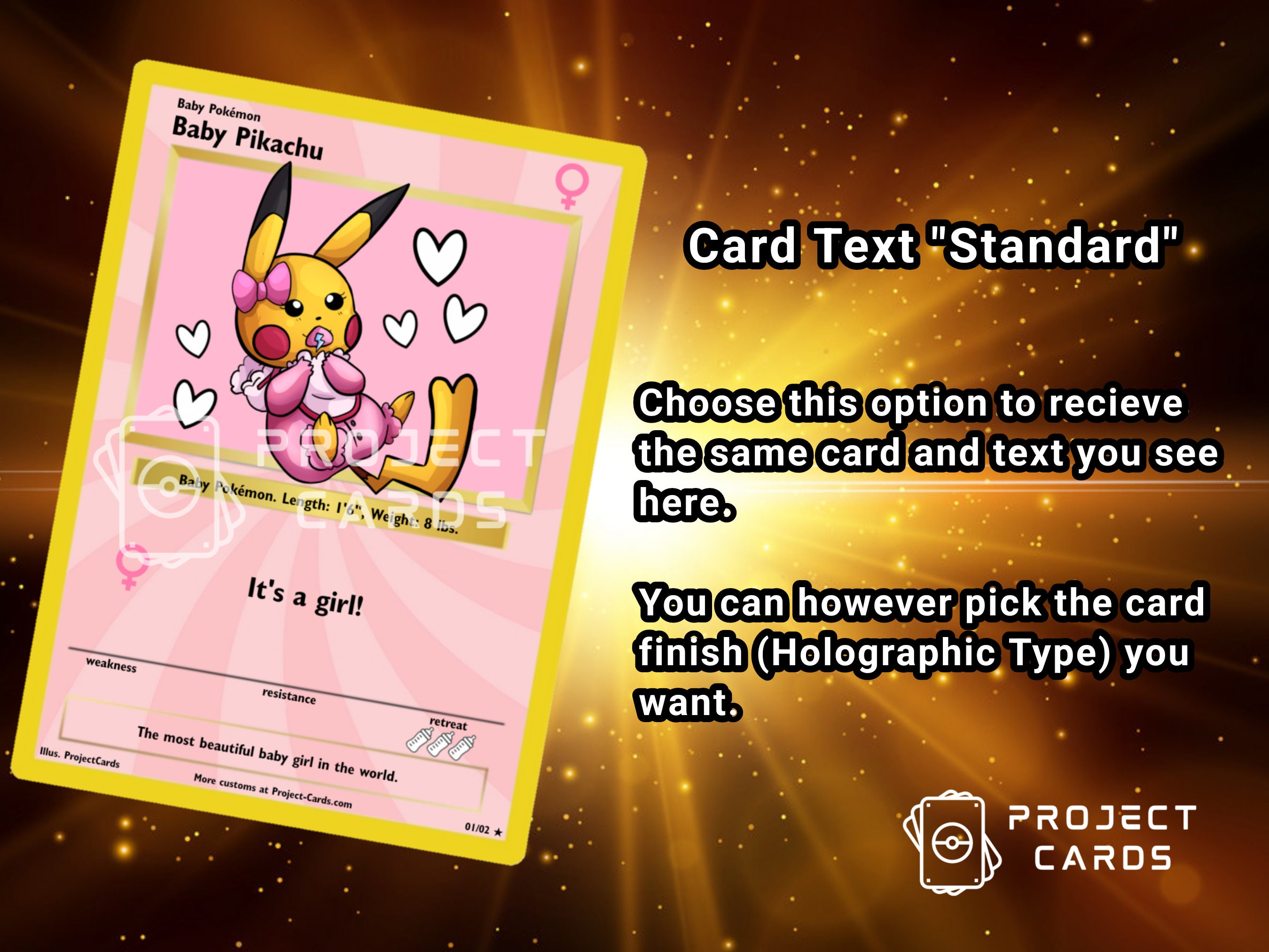 Baby Pikachu its a girl custom pokemon card -  Portugal