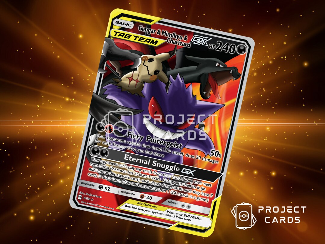 Holo Mega Gengar and Mimikyu/ Custom Holographic Pokémon Card / EX Card -   Israel