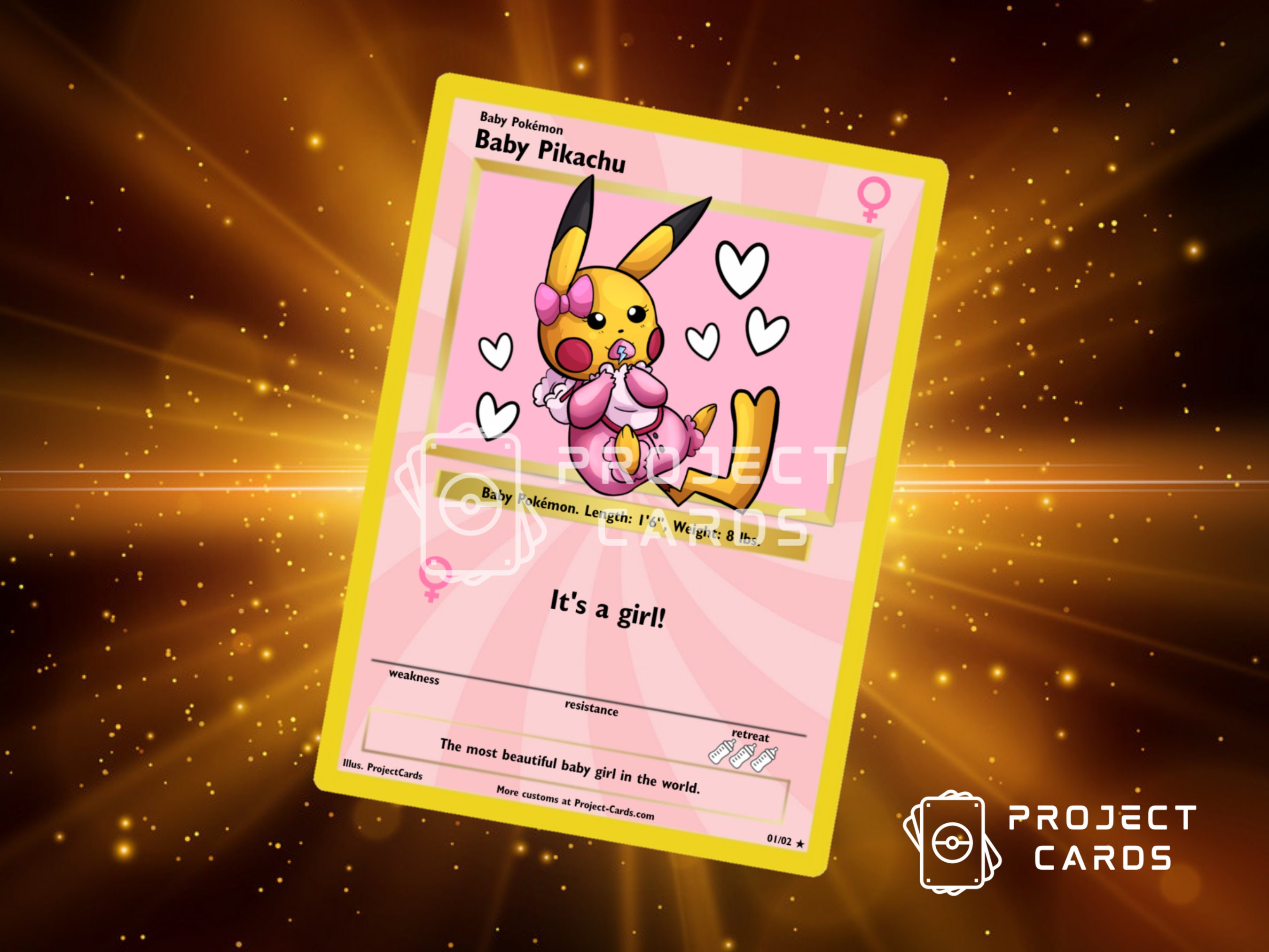 Baby Pikachu its a girl custom pokemon card -  Portugal