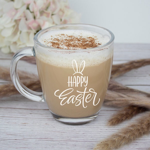 Happy Easter Mug | Easter Gifts | Easter Bunny Mug | Easter Glass Mug | Cute Spring Mug | Easter Basket Gifts | Easter Brunch Mug