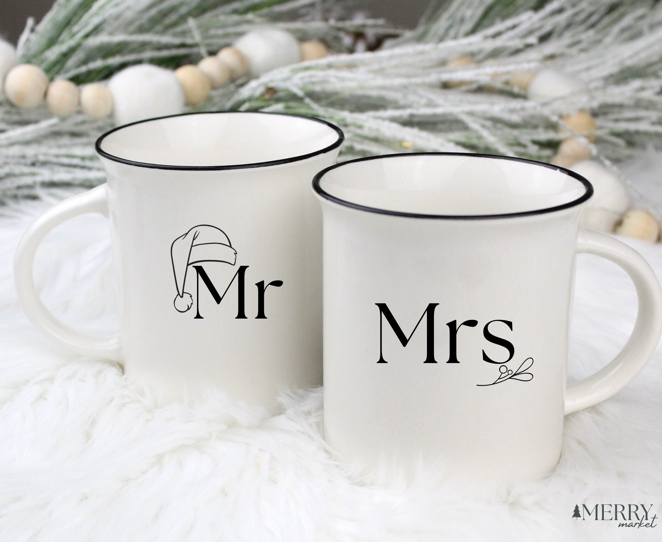 Couples Christmas Mug Set Novelty Christmas Mug Set Mr & Mrs Mugs