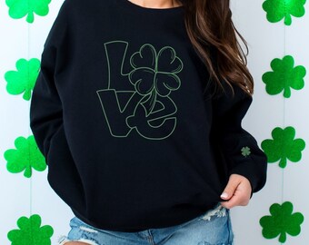 Sudadera con cuello redondo y trébol de la suerte del Día de San Patricio