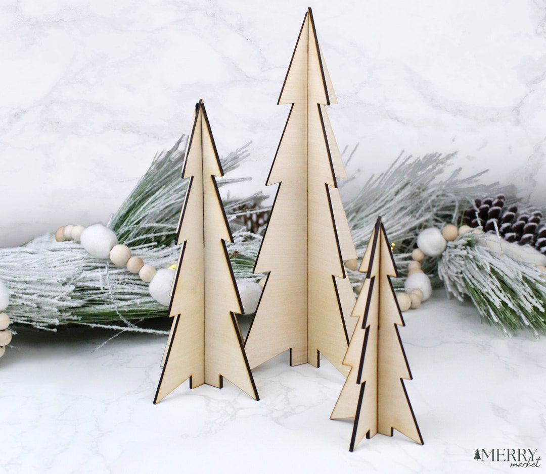 Minimalist Wood Christmas Tree Set Modern Farmhouse Etsy