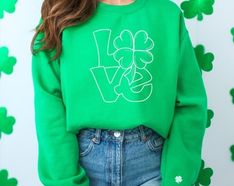 Sudadera con cuello redondo y trébol de la suerte del Día de San Patricio