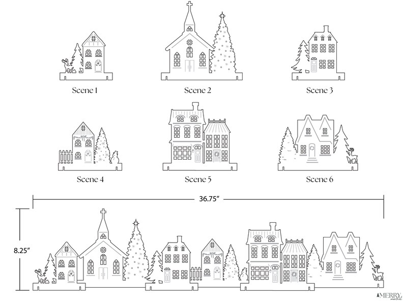 Christmas Village Set Winter Village Scene Wood Christmas Etsy