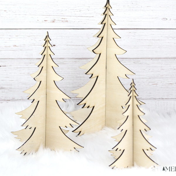 Whimsical Wood Christmas Tree Set | Rustic Farmhouse Christmas Decorations | Boho Christmas Decor | Fireplace Mantle Decor