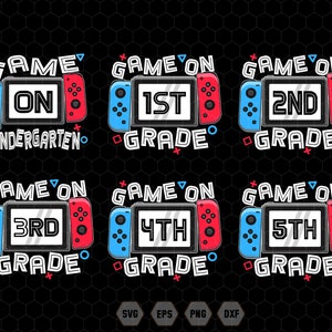 Terug naar school Svg-bundel, spel op leerjaar Svg, terug naar school Svg, 1e leerjaar, 2e leerjaar, video&#39;s afspelen, gamecontroller, gamer student Svg