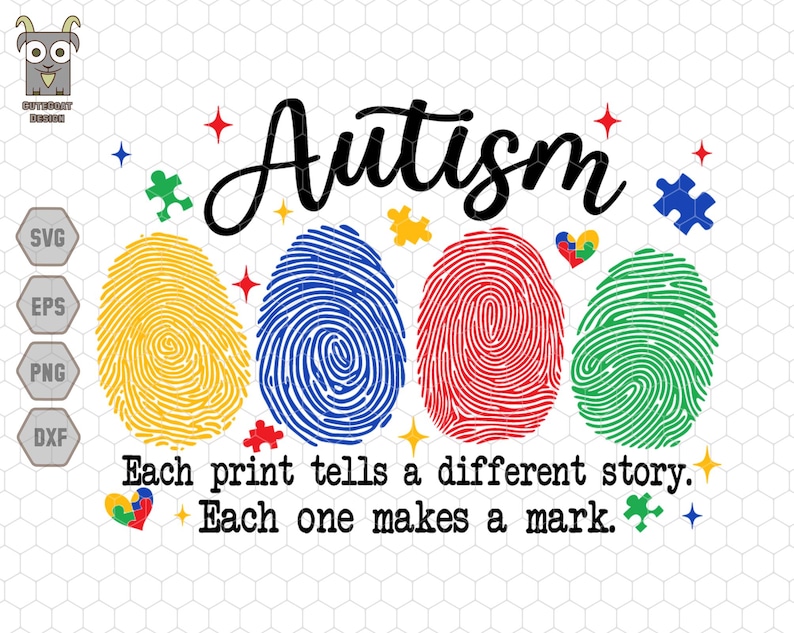 Autism Awareness Svg, Each Print Tells A Different Story Svg, Each One ...