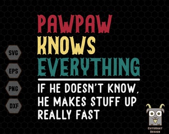Pawpaw sabe todo Svg, Funny Grandpa Svg, Pawpaw Grandpa Gift, Papa Svg, Fathers Day Svg, Grandfather Svg, Dad Svg, Grandpa Knowledge