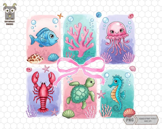 Coastal Summer Png, Ocean Animals Bow Png, Beach Png, Summer Vibes Png, Girls Trip Png, Beach Png, Turtle Png, Fisherman Png, Sea Life Png