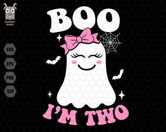 Boo soy dos svg, disfraz de Halloween svg, linda chica fantasma svg, boo fantasma svg, cumpleaños niños Halloween svg, archivo digital svg, descarga instantánea