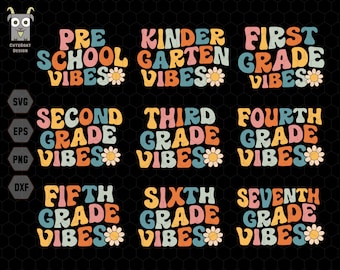 Zurück zur Schule SVG Bundle, Schul Vibes SVG, Erster Tag der Schule, Kindergarten SVG, Retro Lehrer SVG, 1.
