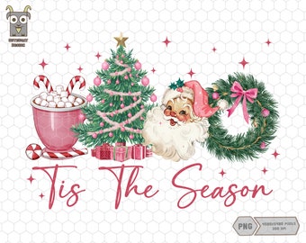 Tis The Season Png, Santa Clause, Coffee Xmas,Merry Christmas Png, Christmas Quotes, Merry And Bright Png, Retro Christmas Png,Winter Season