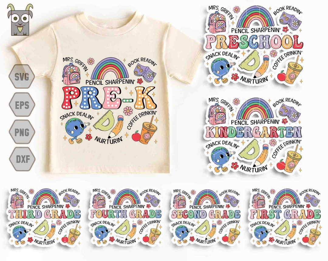 Back to School Svg Bundle, First Grade Dalmatian Dots, Retro Teacher ...