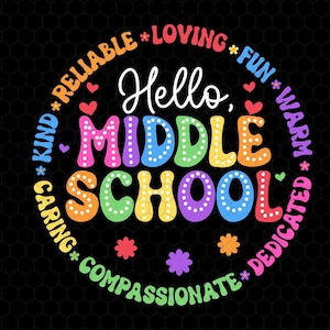 Hello Middle School Svg, Middle School Era Svg, 5th Grade Graduation, Elementary School Graduation, Retro Teacher Svg, Teacher Appreciation
