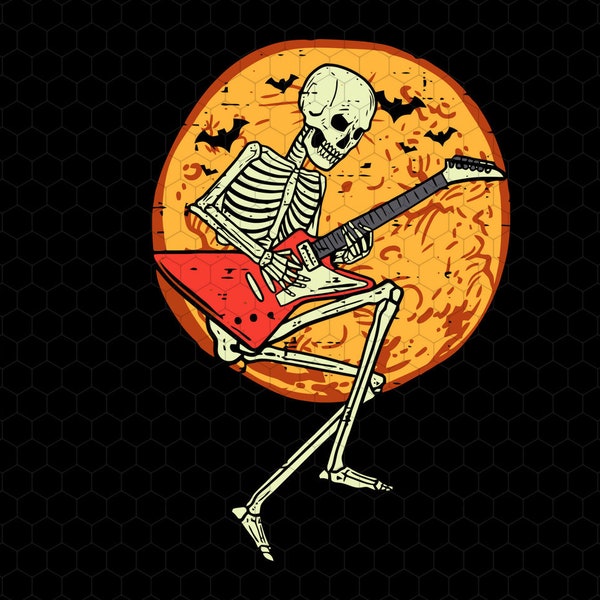 Halloween Skeleton Svg, Moon Svg, Skeleton Play Musical Instruments, Trick or Treat, Trendy Halloween, Halloween Costume, Instant Download