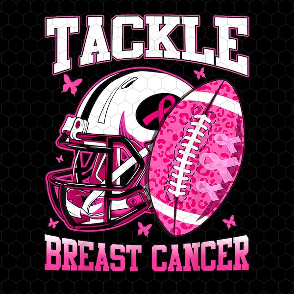 Tackle Cancer Png, Breast Cancer Awareness Png, Football Season Png, Sublimation, Leopard Football Print, Pink Ribbon, Instant Download Png
