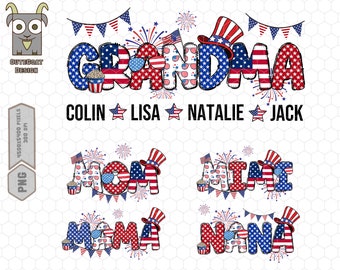Personalized American Mimi Png, Custom 4th Of July Png, Fourth Of July, Grandma Png, Mama Png, American Patriotic Png, Family Matching Shirt