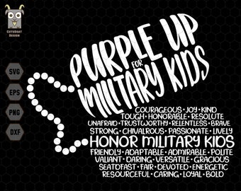 軍人の子供のためのパープルアップSVG、軍人の子供を称えるSVG、軍人の子供月間SVG、軍人の子供の意識向上SVG、私たちは紫を着るSVG、退役軍人