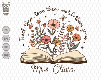 Personalisierte Teach Them Png, Liebe sie Png, Beobachten Sie sie wachsen Png, Lehrer Wildblumen Png, Lehren Liebe Inspirieren SVG, Lehrer Wertschätzung Png
