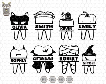 Personalized Teeth Svg Bundle, Trick Or Teeth Svg, Halloween Dentist, Witch Teeth, Spooky Dental Assistance, Dental Hygienist, Mummy Teeth