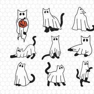 Funny Cat Ghost Svg Bundle, Cat Quotes Svg, Cute Cat Ghost, Cat Lovers, Halloween Cat Svg, Cat Halloween Svg,Funny Cat Ghost, Pumpkin Season