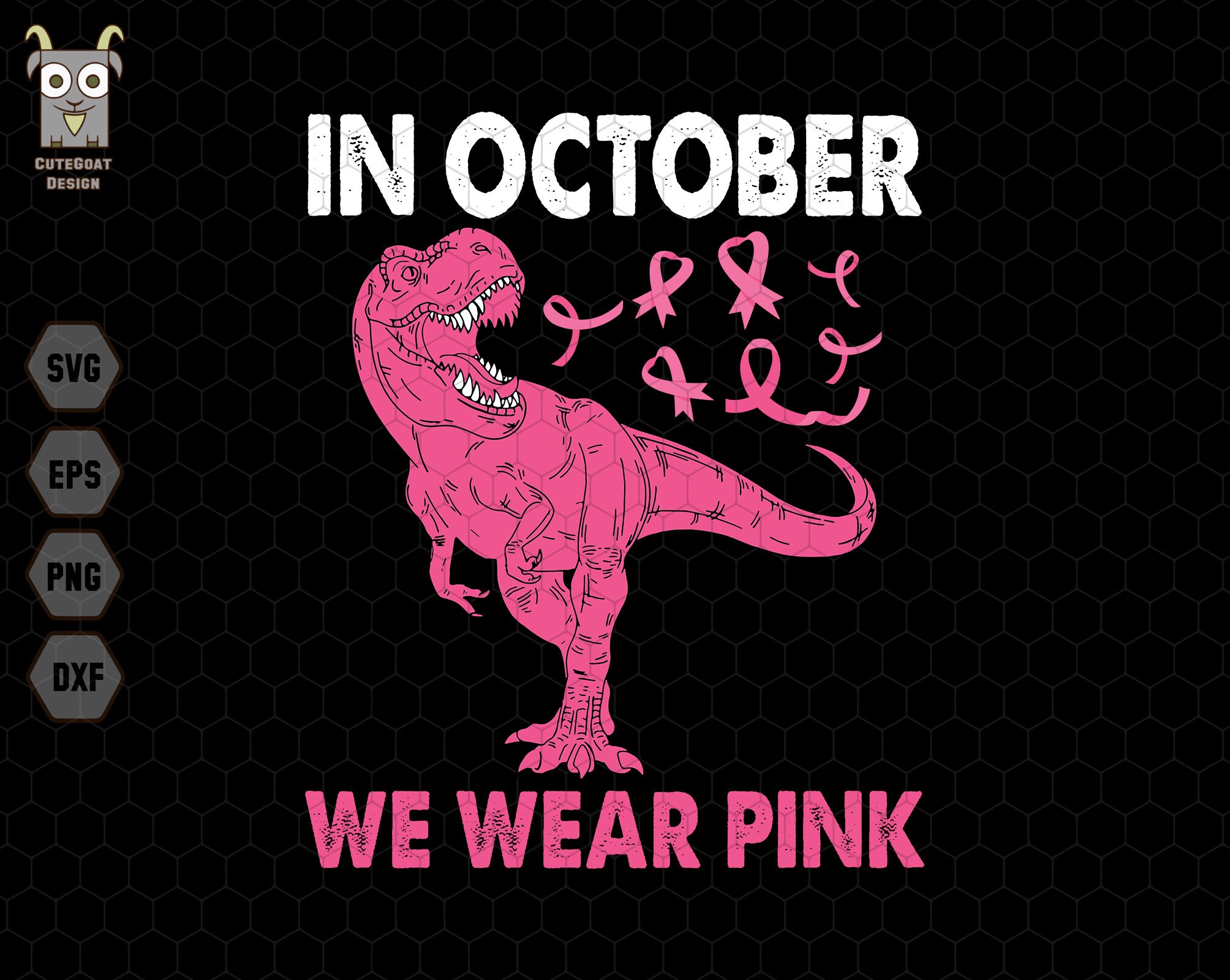 In October We Wear Pink Iron on Decal, HTV Transfer, Press and Go