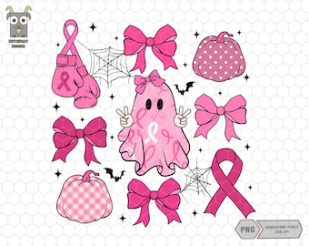 Breast Cancer Ghost Coquette Bow Png, Retro Breast Cancer Png, Breast Cancer Awareness, Halloween Pink Ghost Png,Halloween Shirt Sublimation