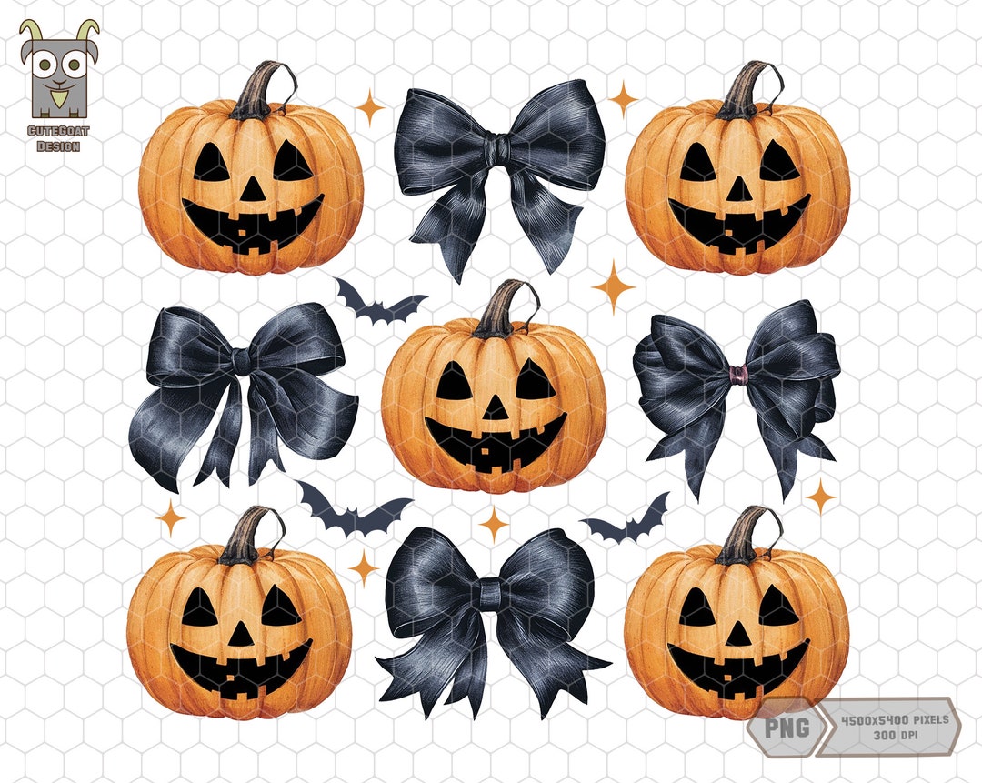 Halloween Spooky Pumpkin Png, Black Coquette Bow Png, Halloween Shirt ...