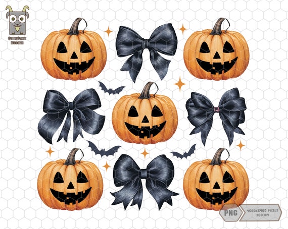 Halloween Spooky Pumpkin Png, Black Coquette Bow Png, Halloween Shirt Png, Retro Halloween Png, Halloween Girly Png, Pumpkin Spice, Fall Png