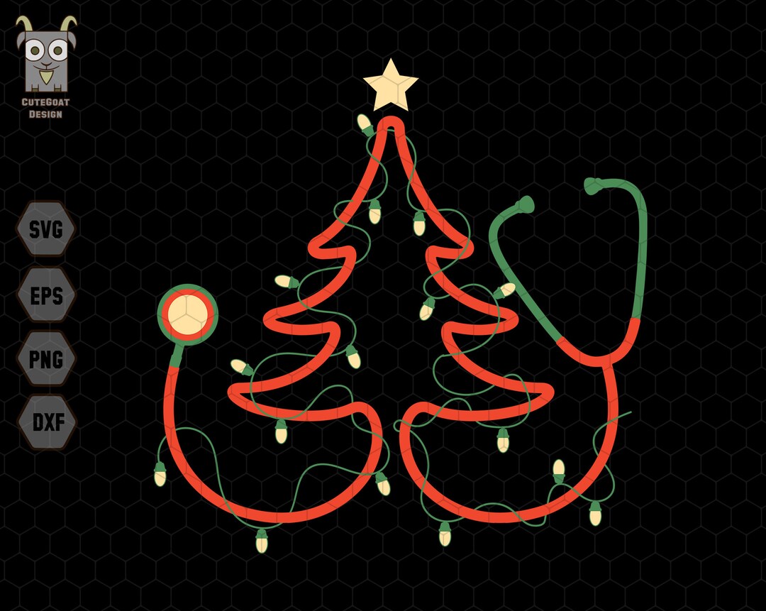 Stethoscope Christmas Tree Svg Nurse Christmas Light Nurse Etsy