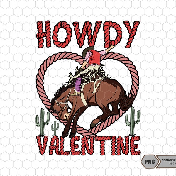 Howdy Valentine Png, Rope Heart Png, Western Valentine Png, Cowboy Valentine Png, Retro Valentine, Vintage Cowboy Valentine, Cupid Western