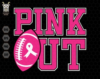 Pink Out Svg, Breast Cancer Svg, Awareness Ribbon Pink Svg,  Pink Out Tackle, Cancer Awareness Svg, American Football Svg, Digital File Svg