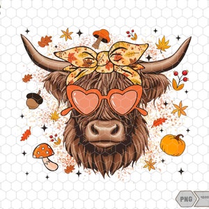 Süße Highland Kuh Herbst Png, Hallo dort Kürbis Png, Herbstsaison Png, Highland Sublimation, Herbst Kürbis Png, Western Png, Färse Herbst Png