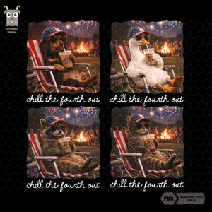 Paquete PNG de Chill The Fourth Out, Ganso patriótico, perro, gato, ganso, mapache, hielo, bebida, café PNG, Feliz 4 de julio, Día de la Independencia, Ambiente estadounidense imagen 1