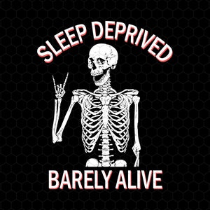 Sleep Deprived Barely Alive Svg, Skeletons Halloween Svg, Funny Halloween Svg, Funny Skeletons Svg, Trendy Halloween, Piece Sign Svg