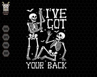 SVG de "Te cubro las espaldas", esqueleto divertido de Halloween, SVG de moda de Halloween, SVG de truco o trato, SVG de salud mental, regalos divertidos, quiropráctica