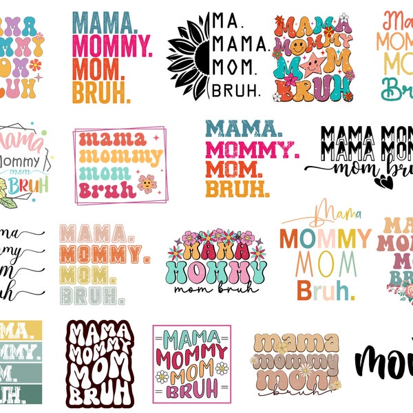 Mama Mommy Mom Bruh Svg Bundle, Mom Life Svg, Retro Mama Svg, Mom Shirt, Mom Life Png, Mothers Day Svg Png, Leopard Mama Svg, Gift For Mom